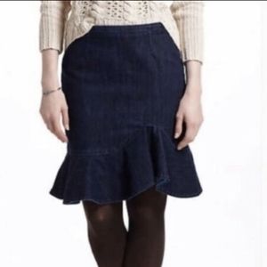 Leifsdottir Anthro Lana Ruffle Denim Skirt Size 0